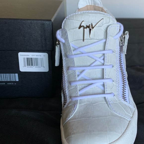 Giuseppe Zanotti Lillium Double Zip Crocodile Embossed Leather Wedge Sneakers - Picture 5 of 5